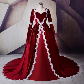 מרוקאי Kaftan קטיפה אדומה שמלת ערב 2019 מתוקה אפליקציות שרוול ארוך דובאי ערבית שמלה לנשף מסיבת שמלת חלוק דה soire