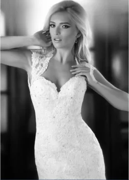 משלוח חינם casamento חדש כלה שמלת כלה 2018 אופנה סקסי ללא משענת vestido de noiva לונגו כובע שרוול לבן שמלות כלה