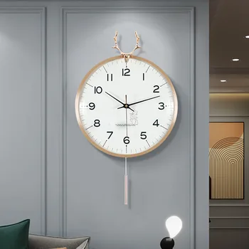 נורדי אור יוקרה שעון קיר תלוי ראש הצבי עיצוב שעון קיר מודרני פשוט הסלון Adesivi Murali הבית Decorarion