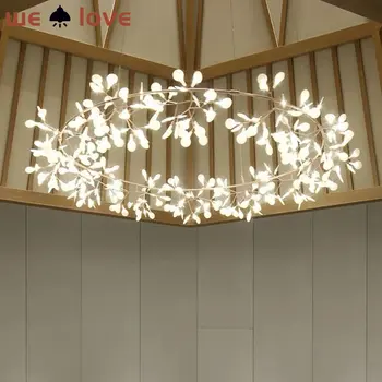 נורדי גחלילית LED אור תליון זהב/שחור עץ ענף תליון מנורה חיה חדר אוכל חדר השינה קניון עיצוב תאורה תלויים