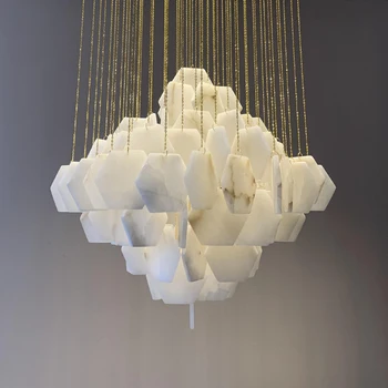 נורדי נחושת השיש נחושת נברשות תאורה לופט וילה הברק מודרני תליון מנורה הסלון מלון ארט עיצוב תאורה