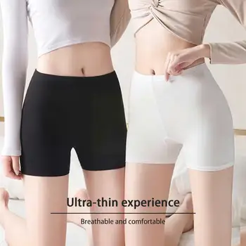 נשים חלקה בטיחות המכנסיים בקיץ קרח דק משי המותניים התחתונים גבוהה בוקסר נגד נשים אלסטי התחתונים חיכוך S K9y8