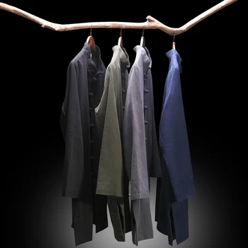סינית בסגנון חולצת גברים מסורתיים סין קונג פו בגדי וינטג כותנה חולצות פשתן Hanfu מוצק גברים טאנג חליפה העליון מזדמן החולצה