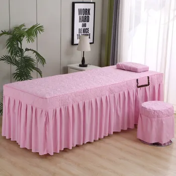 סלון יופי כיסוי מיטה+ציפית 2pcs סט ספא עיסוי העור ידידותי שולחן עיסוי מיטה זוגית Bedskirt עם חור Colchas