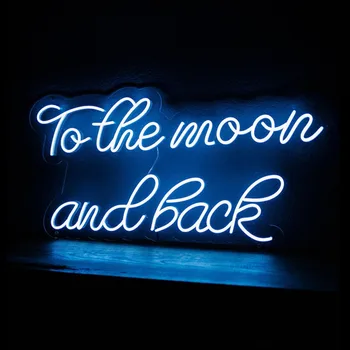 עד הירח ובחזרה ניאון שלט LED אור לבית, למשרד, לעסק, אירוסין, חתונות ואירועים קישוט