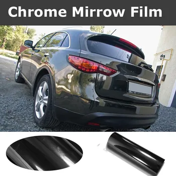 פרימיום שחור כרום במראה ויניל לעטוף למתוח גבוה עם בועת אוויר חופשי גמיש Chrome סרט שחור המכונית לעטוף גודל:1.52*20M/גליל