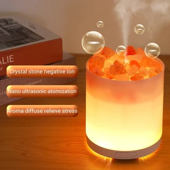 קריסטל מלח אבן ארומתרפיה חיוני שמן מפזר USB אוויר אדים עם מנורת LED צבעונית יון שלילי ארומה מפזר