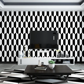 שחור ולבן טפט מודרני פשוטה בסגנון נורדי גיאומטריה הסלון, חדר השינה, חדר האוכל בטלוויזיה רקע קיר טפט