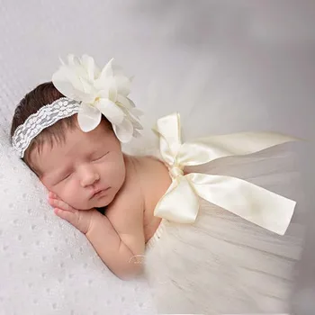 תינוק שרק נולד בנות טול טוטו חצאית & פרח לשיער הפעוט צילום אביזרים לתחפושת נסיכה כתר TS020