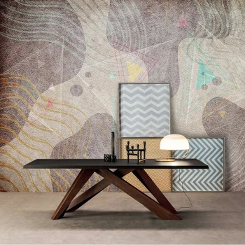 תמונה מותאמת אישית טפט רטרו מופשט קו 3D גיאומטריות ציור קיר בסלון טלוויזיה ספה אמנות עיצוב הבית הציור המסמכים דה Parede סלה